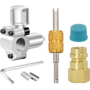 BPV31 Bullet Piercing Valve A/C Retrofit Valve Kit R12 to R134a Convert Adapter with Valve Cores Remover Tool, Tap Valve Compatible with 1/4 Inch, 5/16 Inch, 3/8 Inch Outside Diameter Pipes