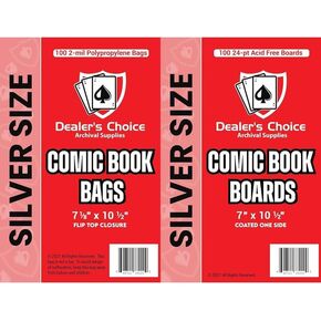 Gemini Premium Comic Book Bags and Boards (Current/Silver) | Current Size (6 7/8" x 10 1/2" Bags, 6 3/4" x 10 1/2" Boards) | 2-mil Polypropylene Bags, 24-pt Acid-Free Boards (100 Each)