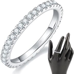 Elegant 14K Gold/White Gold Plated Cubic Zirconia Simulated Diamond Stackable Eternity Rings, Metallic Timeless Design, Ideal Gift Material - Thin 1.5mm/2mm Bands - Available in Sizes 4-12