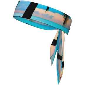 Retro Video Game Pattern Sports Head Tie for Women Men Headbands Bandanas Workout Hair Band Athletic Elastic Sweatbands for Tennis Ninja Karate Running Yoga Adjustable Non-Slip Moisture Wicking