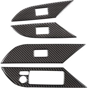 Fit for Toyota Hilux 2015-2021 (Soft) Real Carbon Fiber Interior Accessories Glass Lift Switch Decorative Panel Sticker Protective 4 Pcs (Style A)