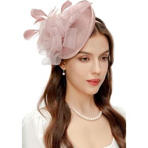BABEYOND Fascinators Hats for Women - Tea Party Kentucky Fascinator Derby Pillbox Hat Mesh Feathers Headband with Hair Clip
