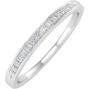 Channel Set Princess Cut Diamond Wedding Band Ring in 10K Gold (0.15 cttw) (I1-I2 Clarity)