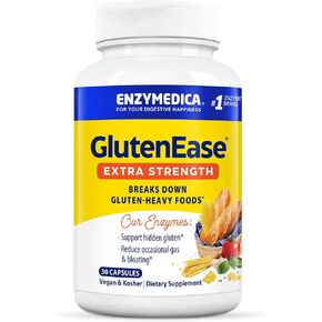 Enzymedica, GlutenEase Extra Strength, Maximum Potency Digestive Enzymes, Supports Gluten & Casein Intolerance, 30 Count