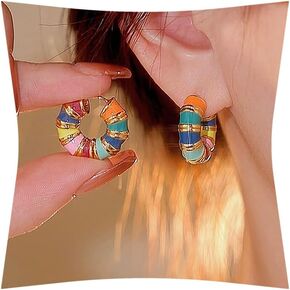 Colorful Hoop Earrings Huggie Earrings 11071007
