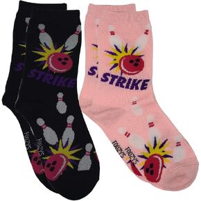 Womens Crew Socks | Fun Cool Sports Themed Fashion Novelty Socks | 2 Pair (Bowling) in Kuwait