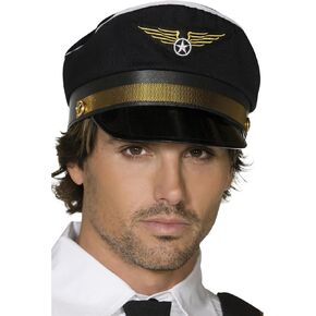 Schwarze Pilotenmütze Kostüm Zubehör (US)