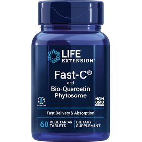 Life Extension Fast-C & Bio-Quercetin Phytosome – Fast Delivery & Absorption Vitamin C Supplement for Optimum Immune Support – Gluten-Free, Non-GMO, Vegetarian – 60 Tablets