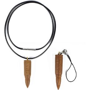 Wooden Bullet Necklace for Men Women Boys and Girls Gift，Peace Sign Bullet Necklace, Wood Bullet Chain Pendant, Bullet Keychain Phone Chain