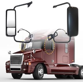 Door Mirror Fits For Freightliner Century 2007 Truck Side Mirror With Power Heated (Chrome (Silver), Right)