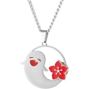 enshin impact Hu Tao Cute Ghost Necklace ，Game Anime Lovers， Halloween Cosplay Ghost Shape Jewelry Gifts For