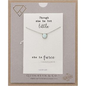 QUINNLYN & CO. Round Created Opal Necklace, Gift Giving Ready with Inspirational Quote on Greeting Card, Adjustable 16" to 18" - Handcrafted