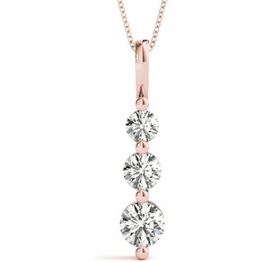 1-3 Carat Classic Snowman 3 Stone Diamond Pendant Necklace Premium Collection (I-J Color I1/I2 Clarity) + 20" 14K Gold Chain