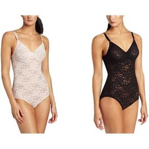 Bali Women's 2 Pack Shapewear Lace 'N Smooth Body Briefer, Black/White, 40DD
