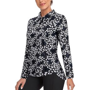 Tanst Sky Women's Golf Shirt UPF 50+ Long Sleeve Quarter Zip Pullover Athletic Hiking Workout Tops