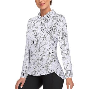 Tanst Sky Women's Golf Shirt UPF 50+ Long Sleeve Quarter Zip Pullover Athletic Hiking Workout Tops in Kuwait