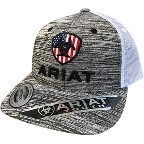 Ariat Youth US Flag Patch Snapback 6 Panel Ball Cap Black Heather