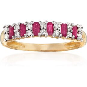 Ross-Simons 0.30 ct. t.w. Ruby and .21 ct. t.w. Diamond Ring in 14kt Yellow Gold. Size 7