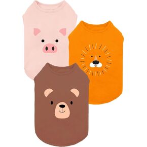 Fitwarm 3 Pack Hippo Sheep Koala Dog Shirt, Summer Clothes for Small Dogs Boy Girls, Funny Pet Outfit, Black, White, Gray, Blue, Medium in Saudi Arabia