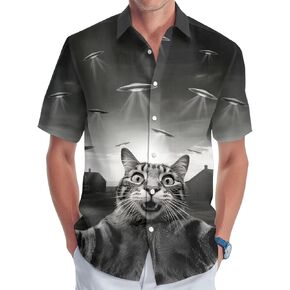 Funny Animal Men's Hawaiian Shirt, Animal Lover Short Sleeve Button Shirt for Men Women