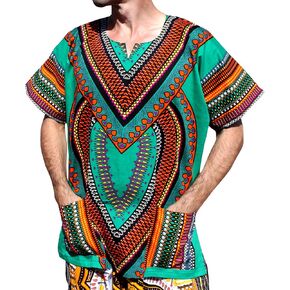 RaanPahMuang Spearhead Heart African Dashiki Shirt Radiant Colors Afrika Style