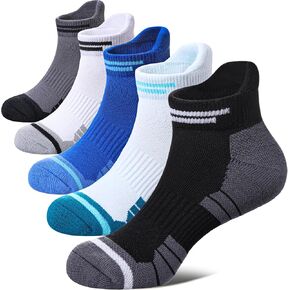 FNOVCO Womens Ankle Socks for Running, Hiking, Biking, Walking, Thick Cushioned Athletic Socks With Tab 5 Pairs