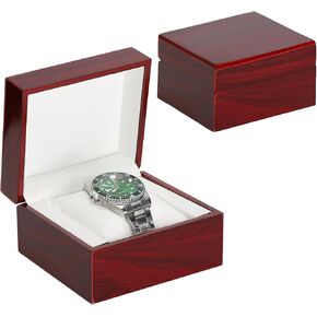 Wooden Single Watch Gift Box with Pillow, Wood Wristwatch Wrist Watch Case Storage Box for Christmas, Birthdays, Anniversary (Wood Color A)