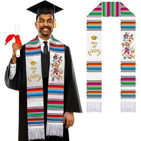 Class of 2024 Mexican Graduation Stole Gift 72'' Hispanic Embroidery Mexican Graduation Sash for Graduation's Day