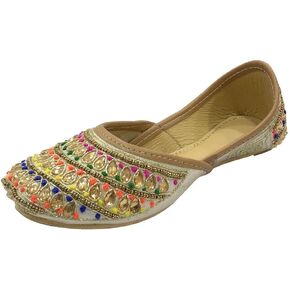 Punjabi Juttis for Girls Toddler/Little Kid/Big Kid Formal Beaded Shoes Multi Ethnic Girls Jutti Party Flats Mojaris Shoes
