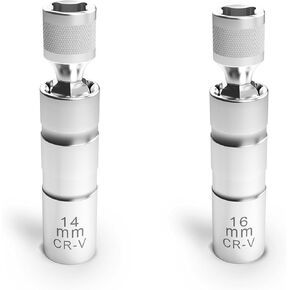 14mm and 16mm Spark Plug Removal Tool Thin Wall Swivel Magnetic Spark Plug Socket 3/8 Inch Drive 12-Point Compatible with BMW, Benz, Mini Cooper, Nissan, Citroen, Infiniti, Renault.