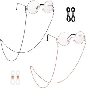 2pcs Glasses Chain for Women Eye Glasses Holders Around Neck Elegant Eyewear Retainer Chain Metal Eyeglasses Chain