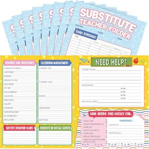 8 Pack Substitute Teacher Folder Substitute Teacher Supplies Must Haves Substitute Folder for Elementary School Teacher with Daily Class Schedule for Classroom Routines Management in Kuwait