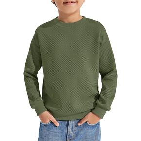 Haloumoning Boys Geometric Texture Sweatshirts Fashion Crewneck Long Sleeve Pullover Shirts 5-14 Years in Kuwait