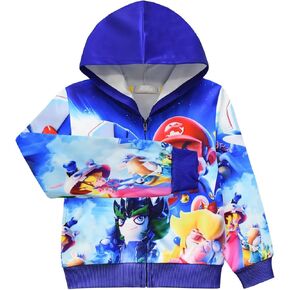 Boys Girls Hoodies,3D Funny Printing Game Sweatshirt Front Zipper Hoodies Cartoon Hoody Top For 4-10Years