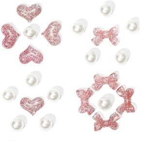 Pink Bow Shoe Charms for Girls Clog Sandals, Cute Heart Bow Design Shoe Decoration Charms, Pearl Accessories for Girls, Ideal Gift for Birthday, Party Favor