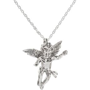 Sterling Silver Cupid Cherub Pendant Necklace, 18"