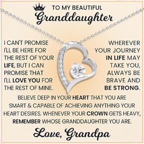 Granddaughter Necklace From Grandpa to Grandaughter Gift For Her Jewelry Present for Girls On Birthday, Mother's Day, Valentine's Day Or Wedding Day