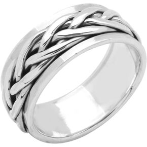 MENS 9MM Wide Celtic Knot Braided 925 Sterling Silver Spinner/Spinning/Spin Band Ring Fidget Spinning Ring | Men's Silver Ring