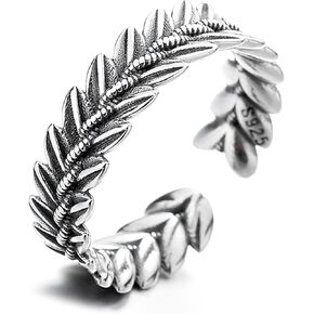 Innocence S925 Silver Plated Adjustable Opening Native Americans Style Feather Ring For Women Men Vintage Gold Rings Gift Jewelry