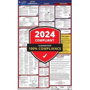 ملصق قانون العمل الفيدرالي وماريلاند لعام 2024 (الإنجليزية، ولاية ماريلاند) - ملصق مصفح شامل ومتوافق مع إدارة السلامة والصحة المهنية (OSHA) in Saudi Arabia