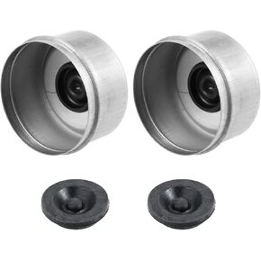 X AUTOHAUX 2pcs 2.72" Trailer Axle Dust Cap Cup Grease Cover with 2pcs Rubber Plugs Set for Dexter EZ Lube Trailer Camper 7000 to 8000 Lb Axle Wheel Hub Bearing