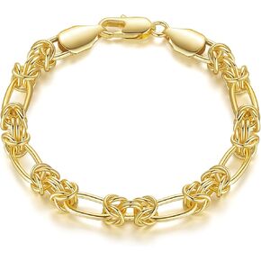 Bracelets 14K Gold Bracelets for Women Gold Bracelet Gold Chain Bracelet Knot Cable Chain Paperclip Jewelry Gifts for Men Women Wife Mom 7'' 7.5'' 8'' 8.5''