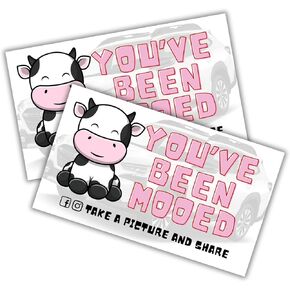Moo Moo Sub Car Cow Duck Tags Cards | 50 pk 2x3.5" Game You’ve Been Mooed Duck Duck SUV for Sub Aru Car Moobaru Rubber