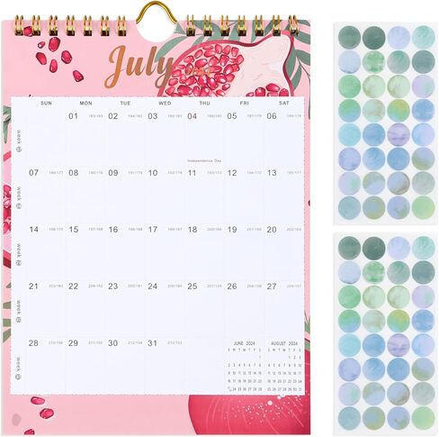 Mini Wall Calendar 2024-2025 (8.5x5.5"), Use July 2024 to Dec 2025, Mini Notepad Calendar, Little Wall Calendar for Desk, Fridge, or Bulletin Board, Includes Stickers (Colorful) in Saudi Arabia