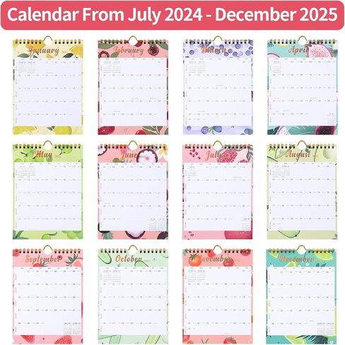 Mini Wall Calendar 2024-2025 (8.5x5.5"), Use July 2024 to Dec 2025, Mini Notepad Calendar, Little Wall Calendar for Desk, Fridge, or Bulletin Board, Includes Stickers (Colorful) in Saudi Arabia