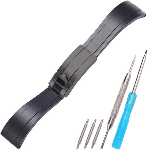 سوار ساعة بديل مطاطي 20 مم 21 مم متوافق مع رولكس جوست دايتونا يخت ماستر حزام من السيليكون بإبزيم معصم in Kuwait