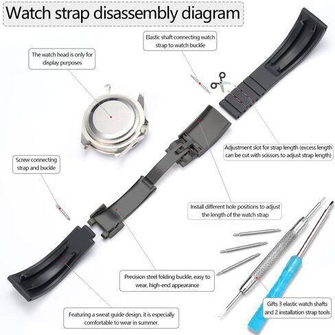 سوار ساعة بديل مطاطي 20 مم 21 مم متوافق مع رولكس جوست دايتونا يخت ماستر حزام من السيليكون بإبزيم معصم in Kuwait