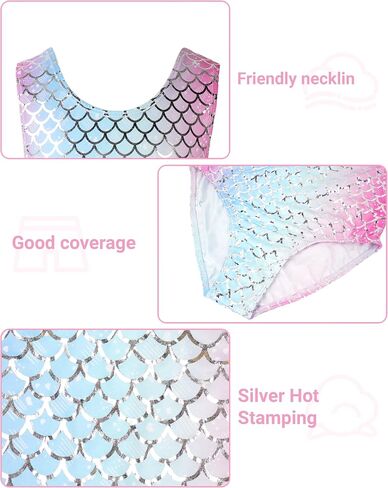 JiAmy 2 Pack Gymnastics Leotards for Girls Sparkly Tumbling Unitards with Shorts Kids Sleeveless Biketards for 3-10 Years in Saudi Arabia