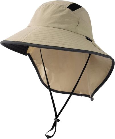 M/L/XL/XXL Unisex Mens Sun Hat with Neck Flap Sunglass Lock UPF 50 Wide Brim Fishing Hats Waterproof & Packable in Kuwait