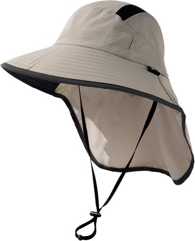 M/L/XL/XXL Unisex Mens Sun Hat with Neck Flap Sunglass Lock UPF 50 Wide Brim Fishing Hats Waterproof & Packable in Kuwait
